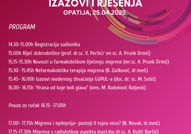 Migrena u fokusu, izazovi i rješenja - 25.04.2025.